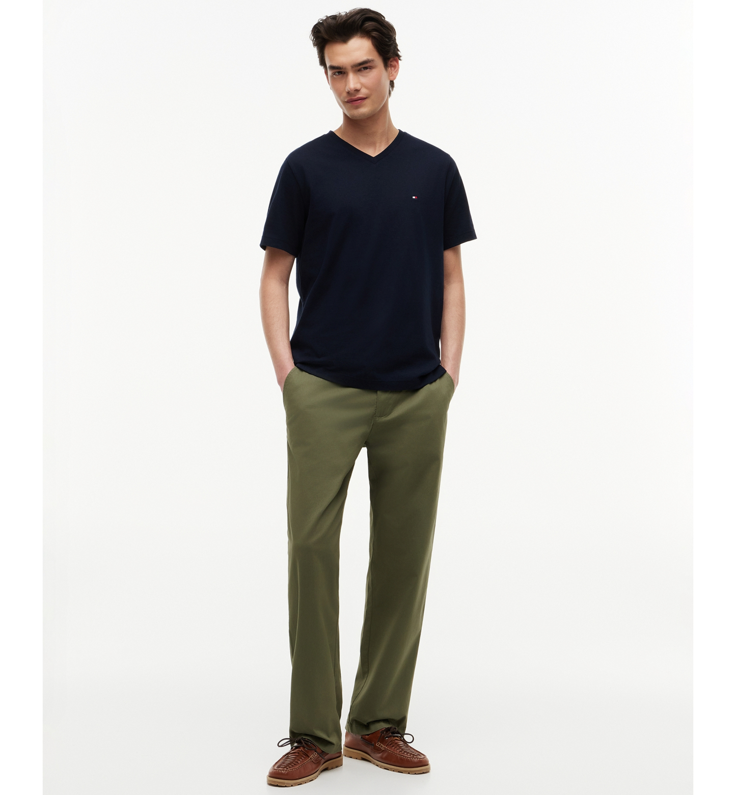 Tommy Hilfiger Men's Essential Cotton V-Neck Regular-Fit T-Shirt - Navy Blue