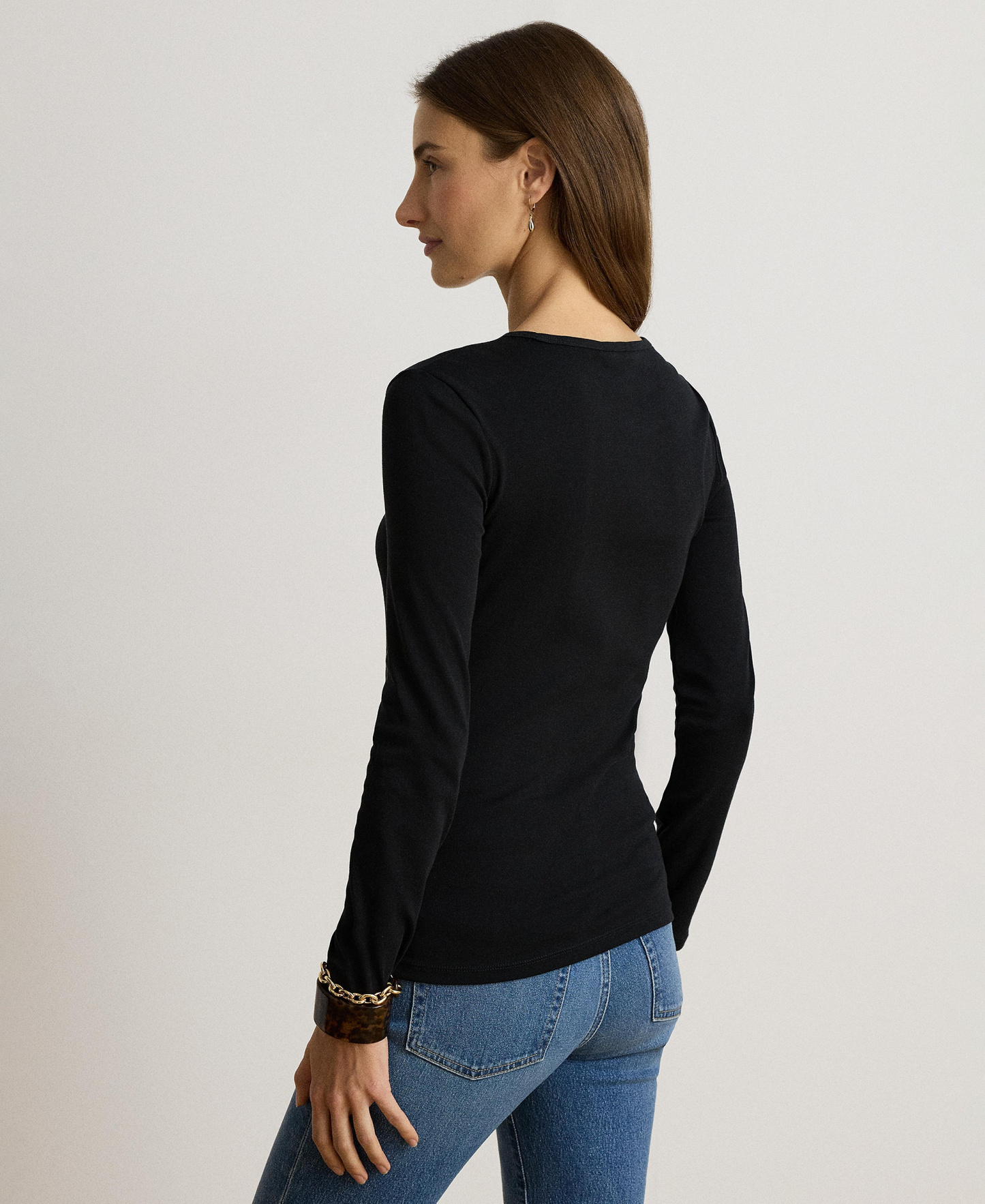 Lauren Ralph Lauren Cotton-Blend Long-Sleeve Top - Polo Black