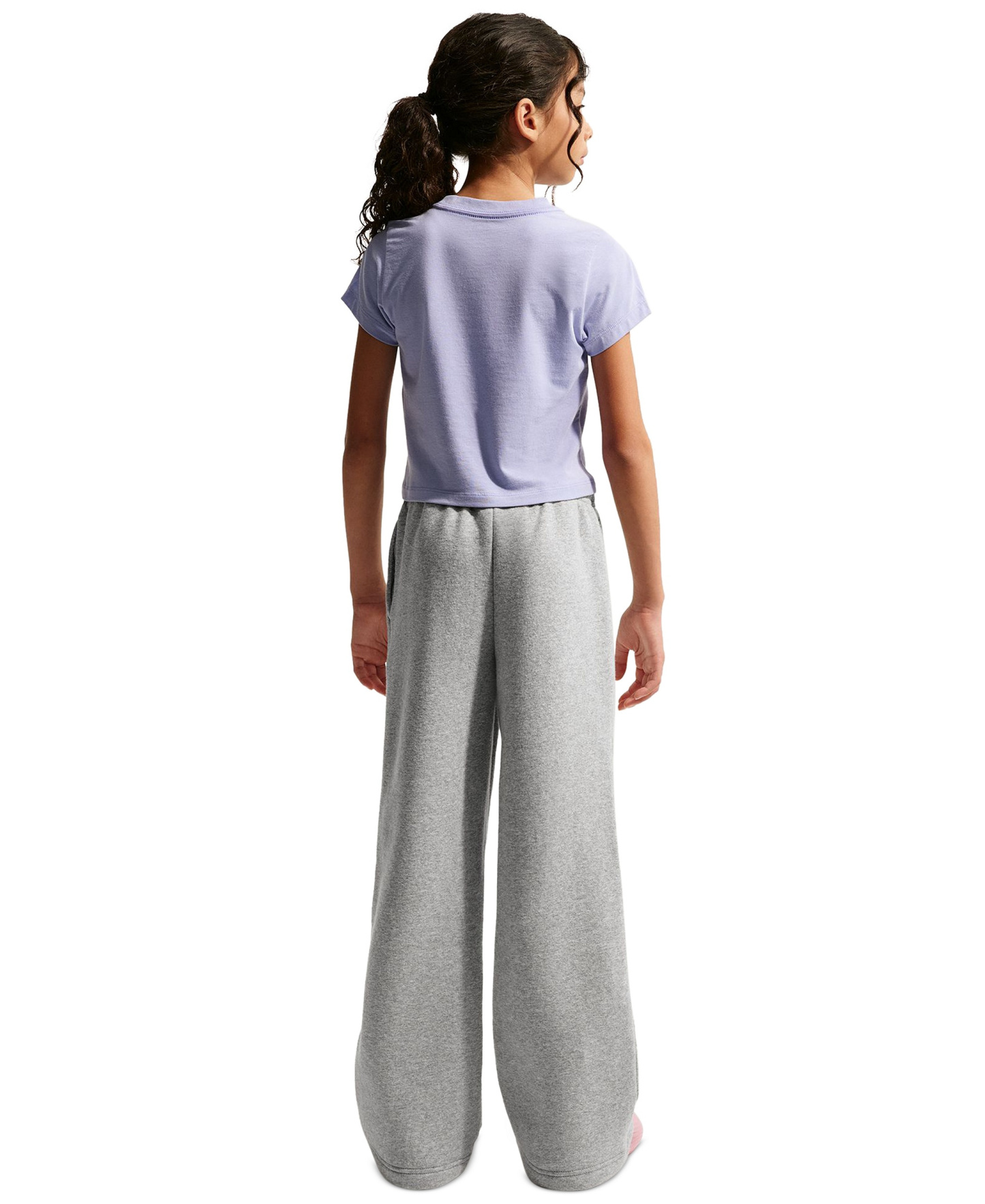 Nike Girls' 7-16 Sportswear Studio Fleece Wide Leg Pants - Dark Gray Heather