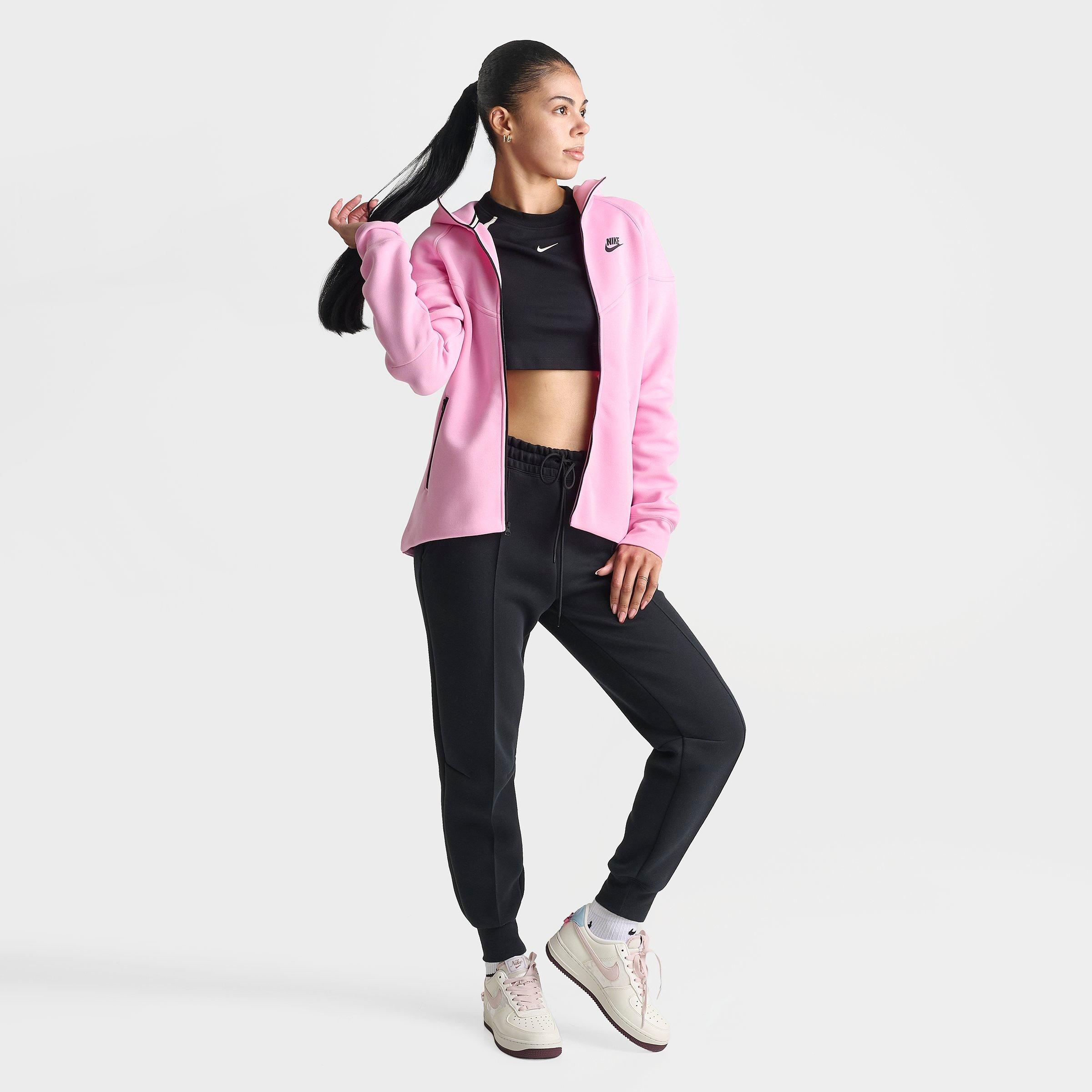 Women's Nithtke Sportswear Tech Fleece Windrunner Full-Zip Hoodie - Pink Rise/Black