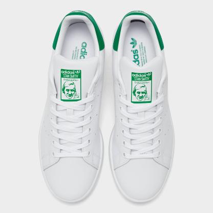 Men's adidas Originals Stan Smith Casual Shoes - Cloud White/Core White/Green - Top view