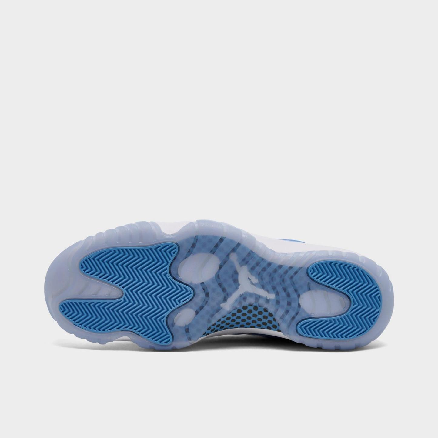 Men's Air Jordan Retro 11 Low Basketball Shoes - White/University Blue/Black - Left shoe facing left. Outside of the shoe. - view 6