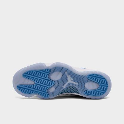 Men's Air Jordan Retro 11 Low Basketball Shoes - White/University Blue/Black - Left shoe facing left. Outside of the shoe. - view 6