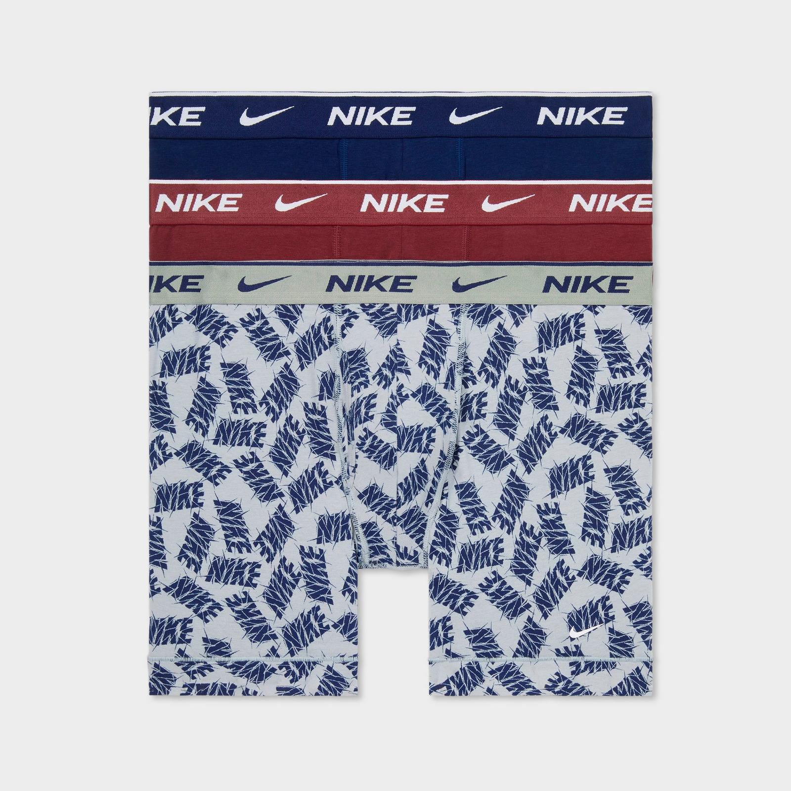 Men's Nike Stretch Cotton Boxer Briefs (3-Pack) - Wolf Grey Allover Print/Dark Team Red/Blue