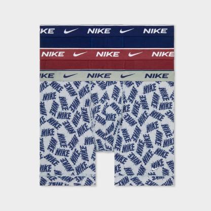 Men's Nike Stretch Cotton Boxer Briefs (3-Pack) - Wolf Grey Allover Print/Dark Team Red/Blue