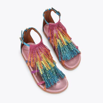 Kurt Geiger London Fringe Flat Sandal - Multi Colored - view 3