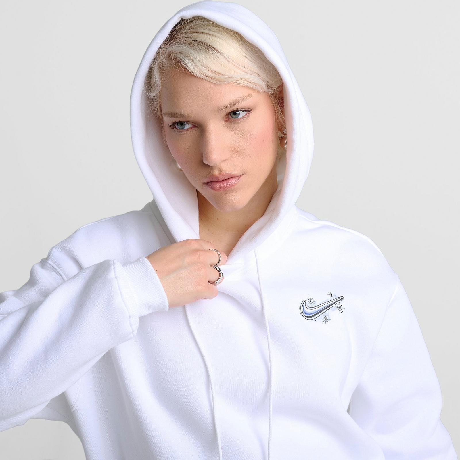 Women's Nike Sportswear Phoenix Fleece Airbrushed Oversized Pullover Hoodie - White/Lapis