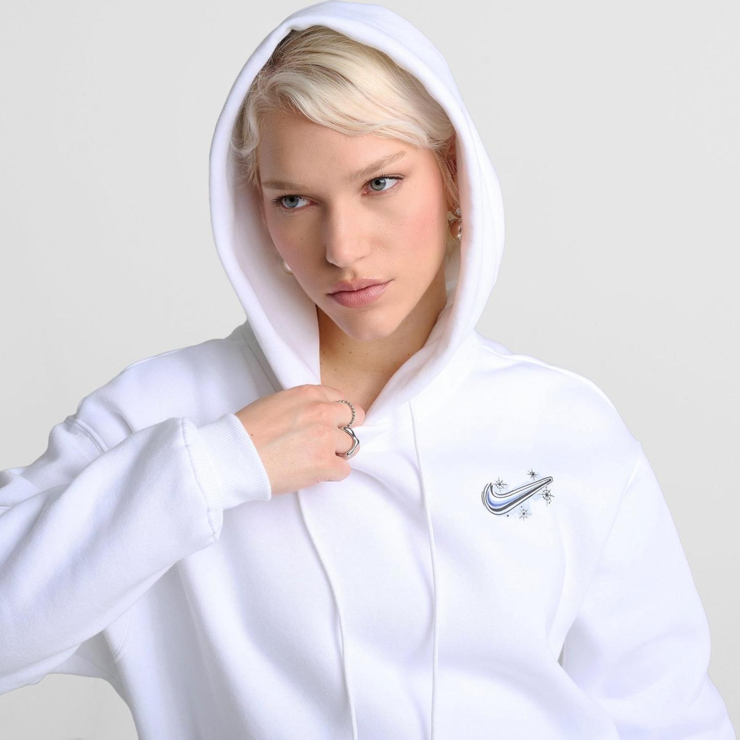 Women's Nike Sportswear Phoenix Fleece Airbrushed Oversized Pullover Hoodie - White/Lapis