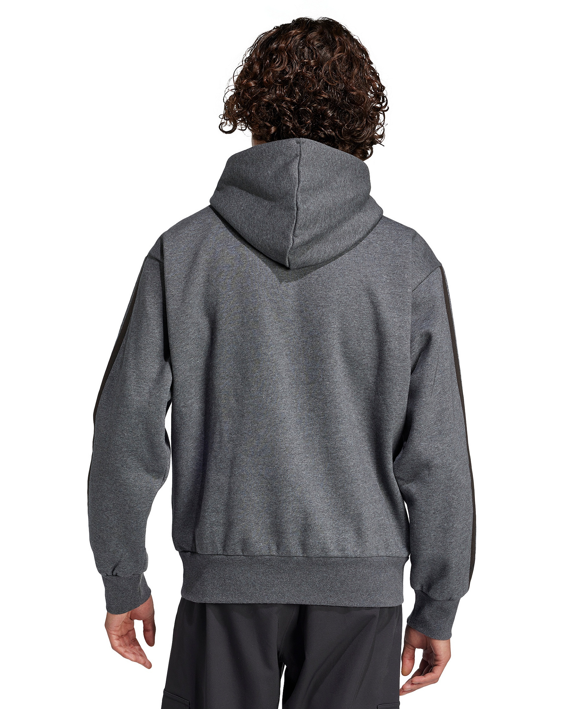 adidas Men's Essential Three-Stripes Fleece Hoodie - Dark Gray Heather