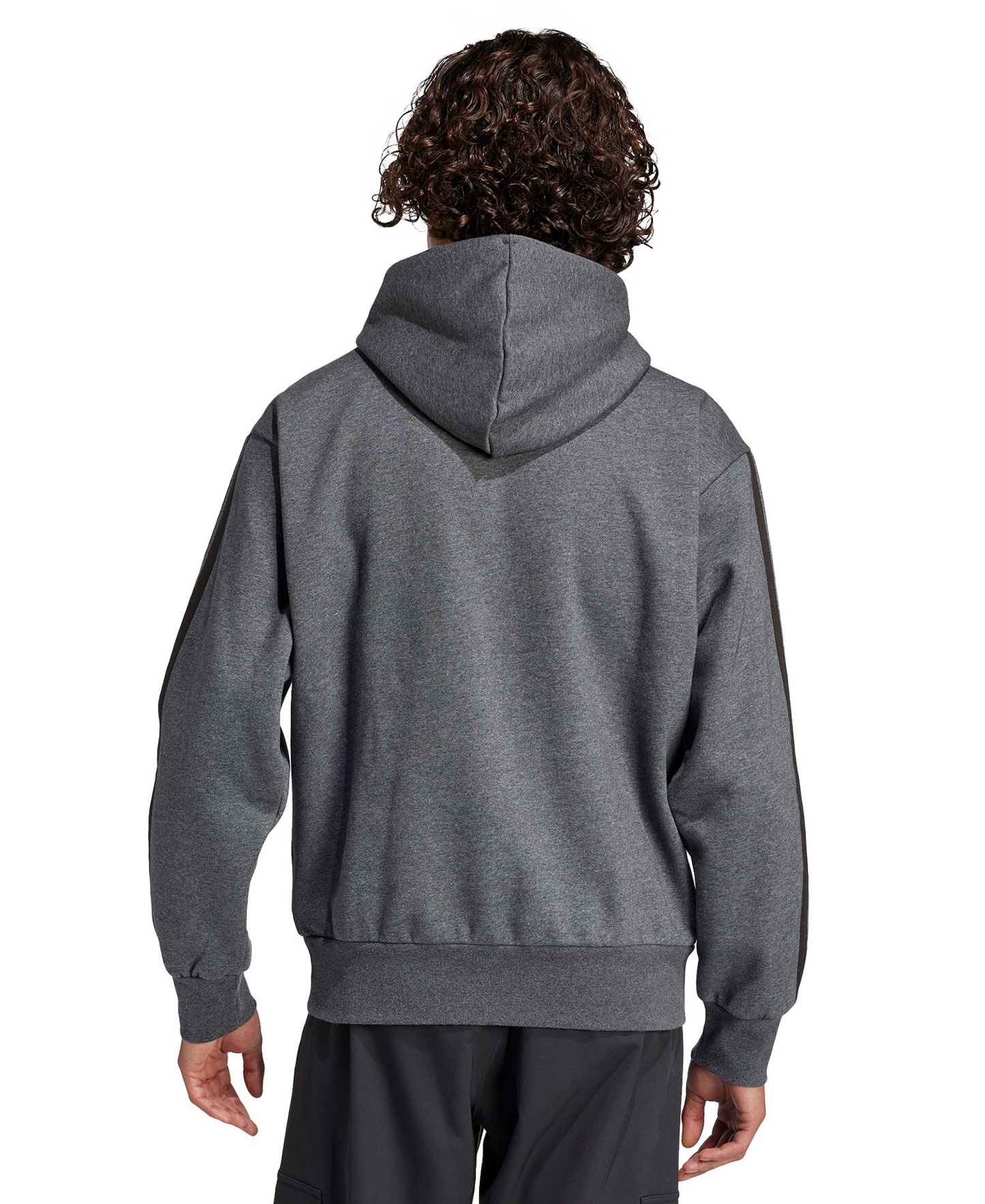 adidas Men's Essential Three-Stripes Fleece Hoodie - Dark Gray Heather