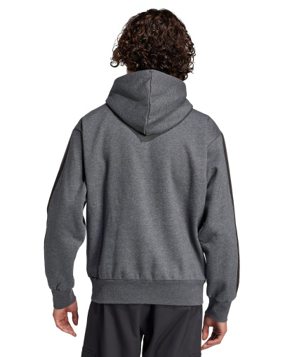 adidas Men's Essential Three-Stripes Fleece Hoodie - Dark Gray Heather