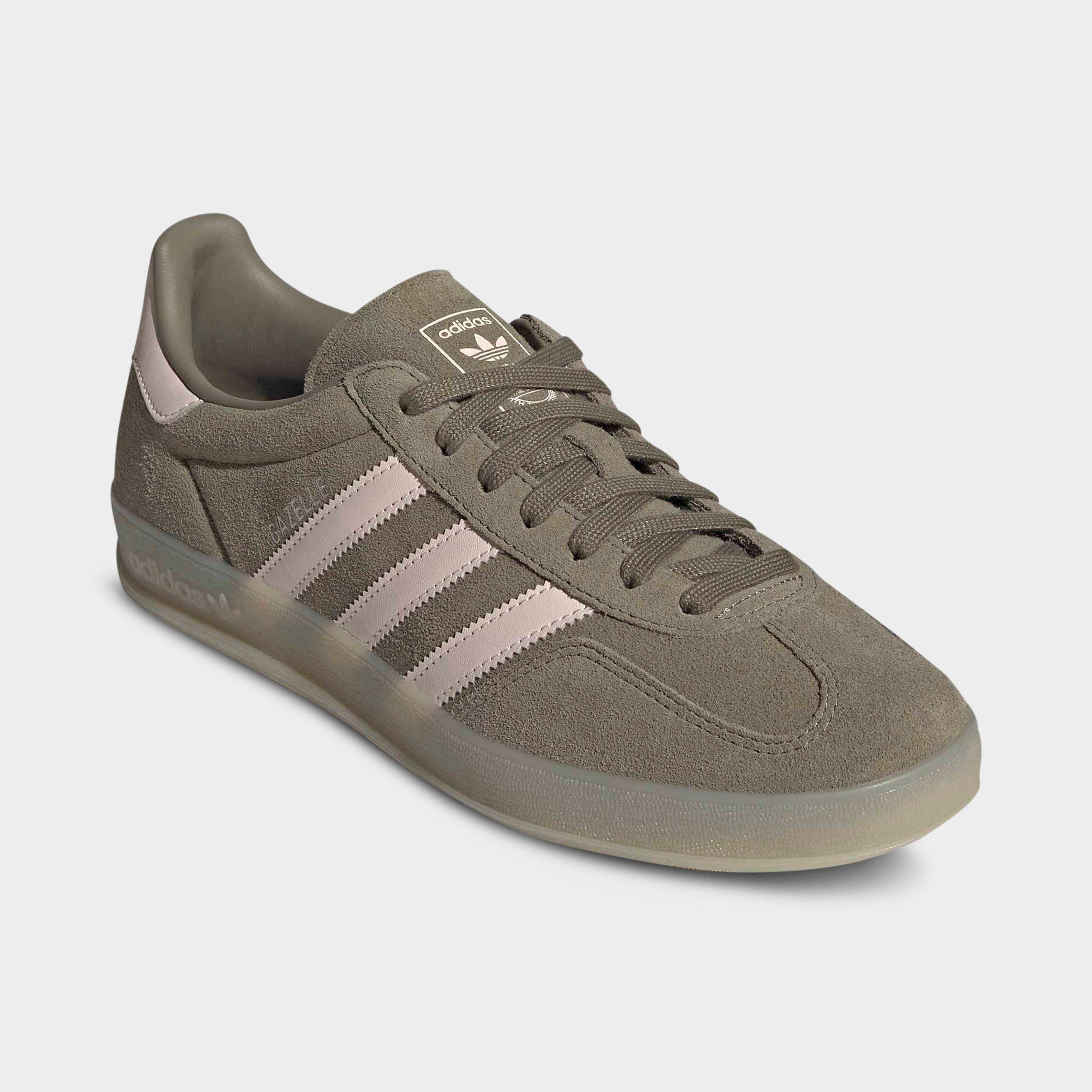 Men's adidas Originals Gazelle Indoor Casual Shoes - Olive Strata/Wonder Quartz/Clay - Both shoes facing left