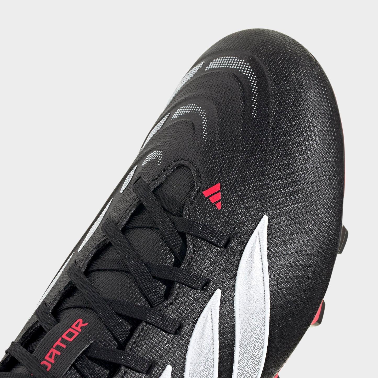 Men's adidas Predator Club Firm Ground/Multi Ground Soccer Cleats - Core Black/Cloud White/Lucid Red - Detail shot