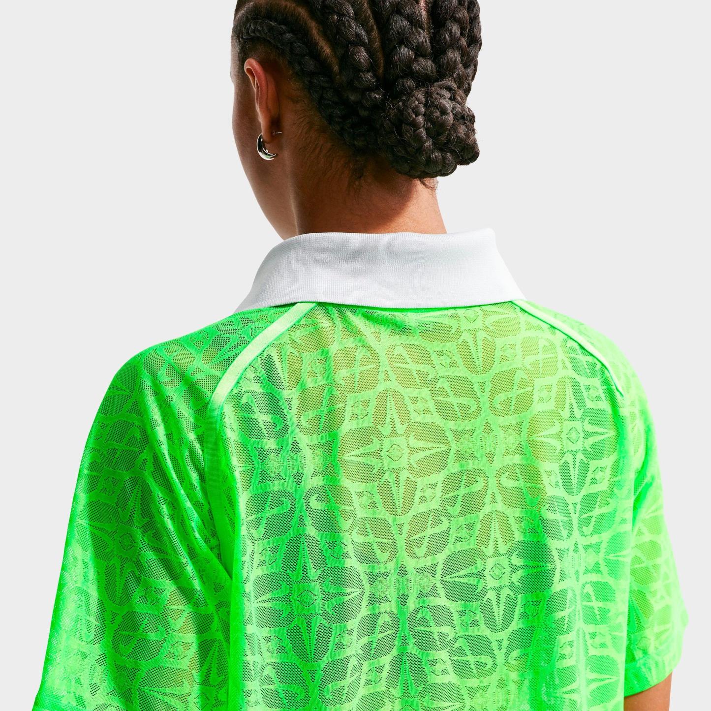 Women's Nithtke Sportswear Loose Lace Polo Jersey Top - Green Strike/Pure Platinum/Black/Black