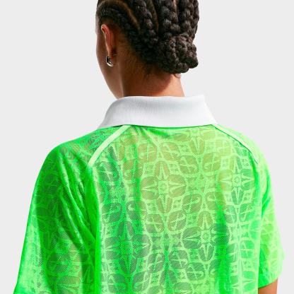 Women's Nithtke Sportswear Loose Lace Polo Jersey Top - Green Strike/Pure Platinum/Black/Black