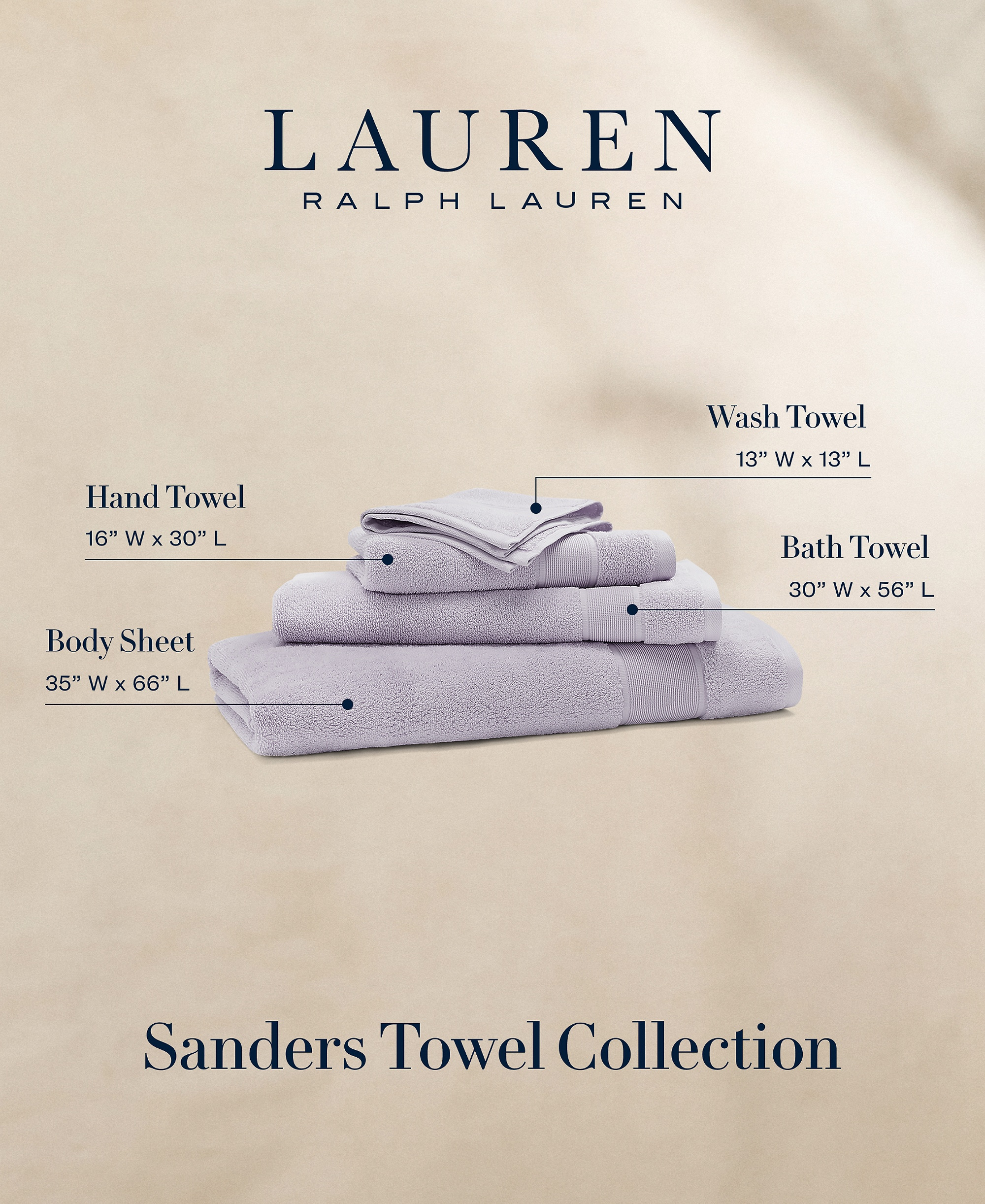 Lauren Ralph Lauren Sanders Solid Antimicrobial Cotton Bath Towel, 30" x 56" - Lavender Grey