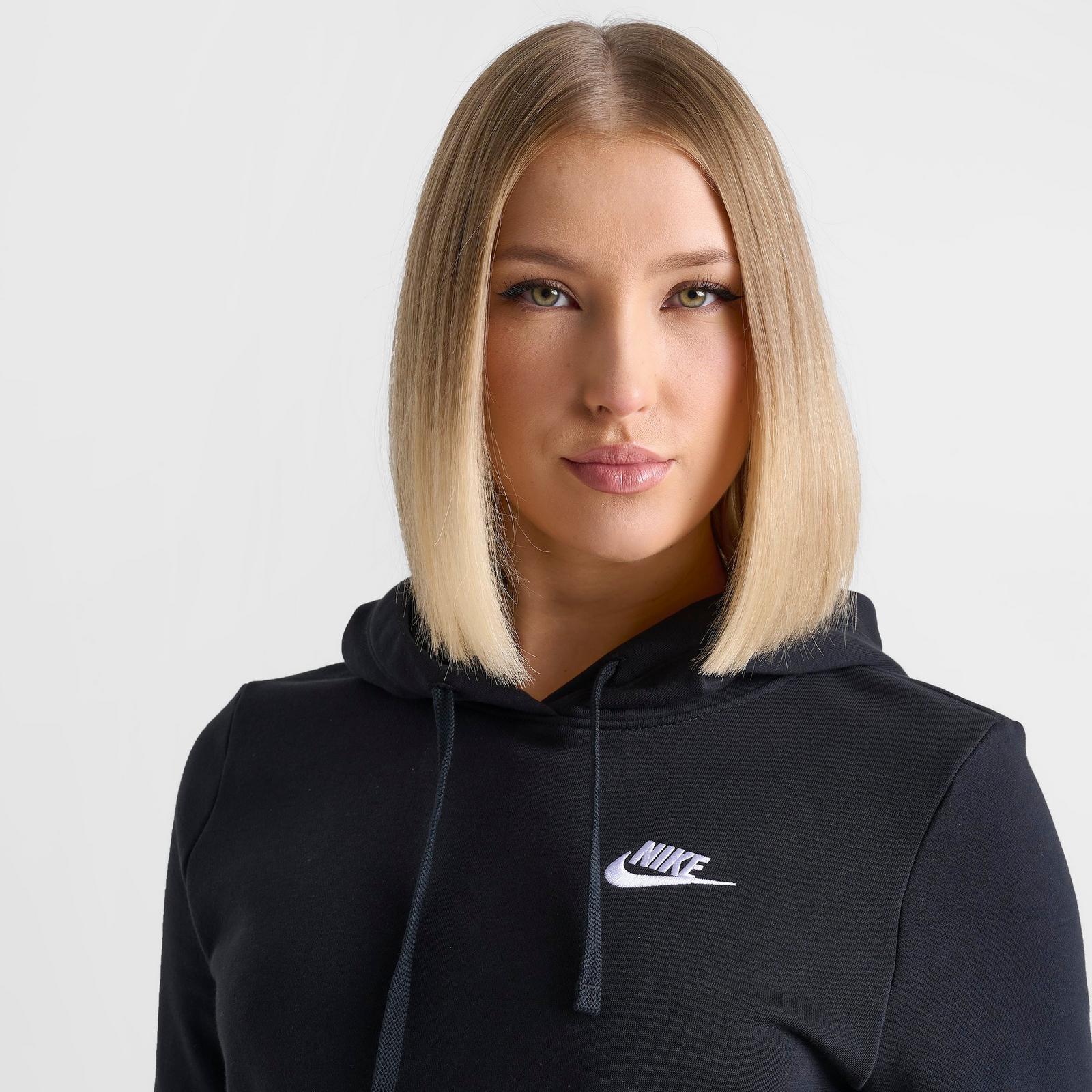 Women's Nike Sportswear Club Fleece Pullover Hoodie - Black/White