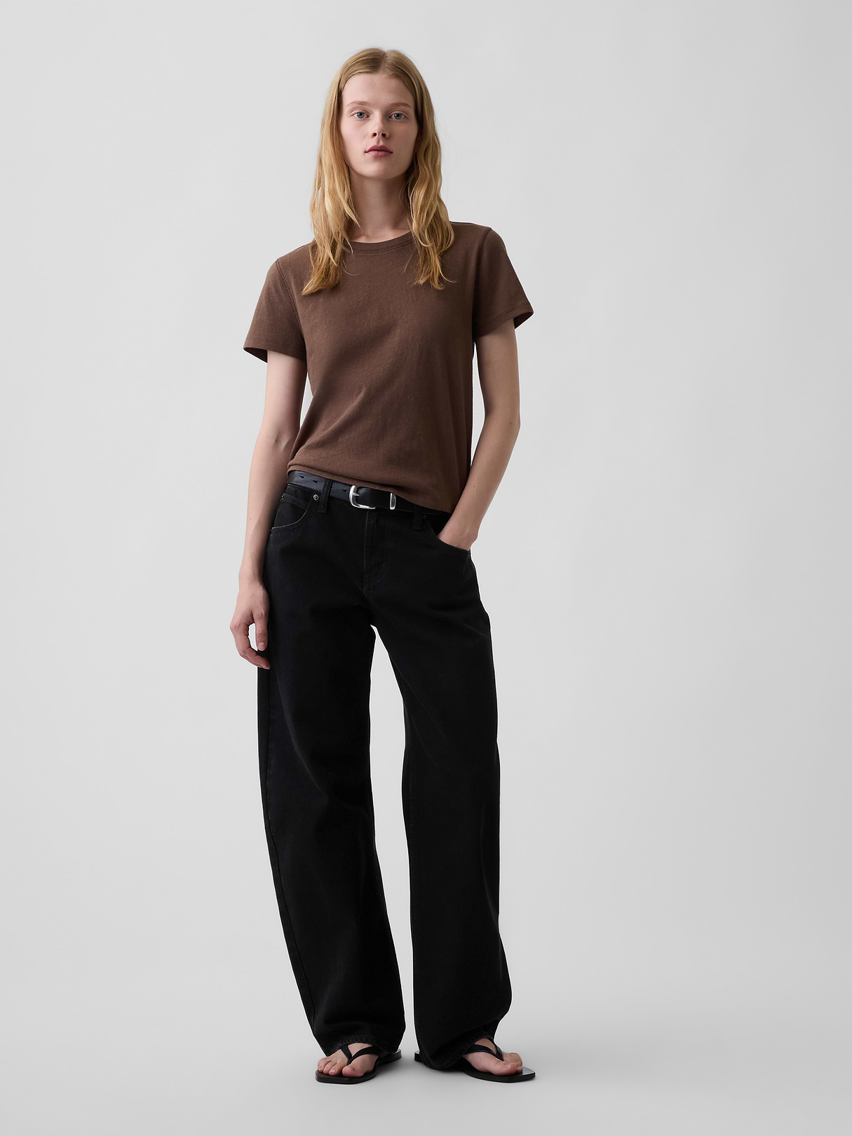 100% Cotton Authentic Shrunken T-Shirt - Cool brown