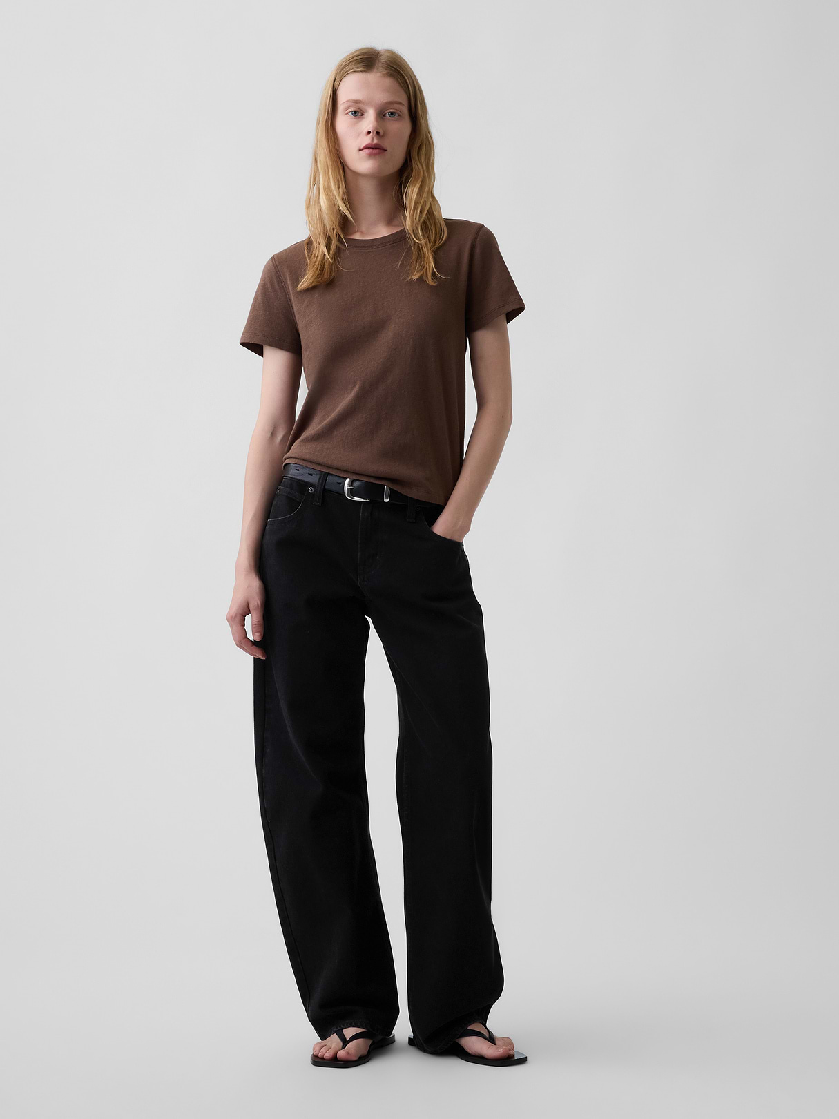 100% Cotton Authentic Shrunken T-Shirt - Cool brown