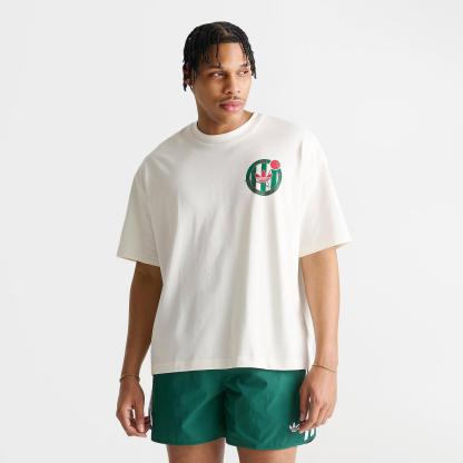 Men's adidas Originals Basketball Crest T-Shirt - White/Off White/Bold Green - view 4