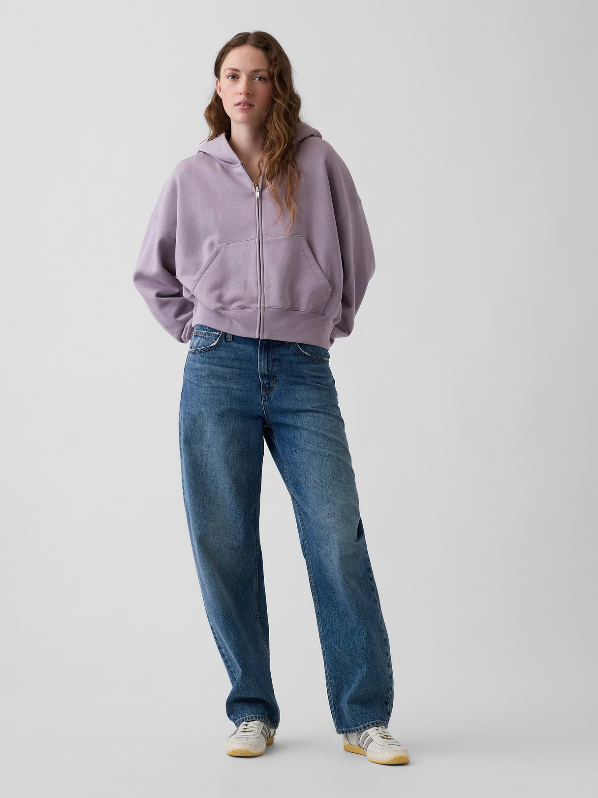 VintageSoft Wedge Zip Hoodie - Dusty mauve purple