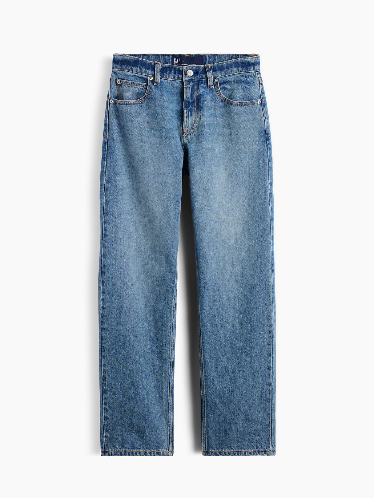Mid Rise Straight Taper Jeans - Medium wash