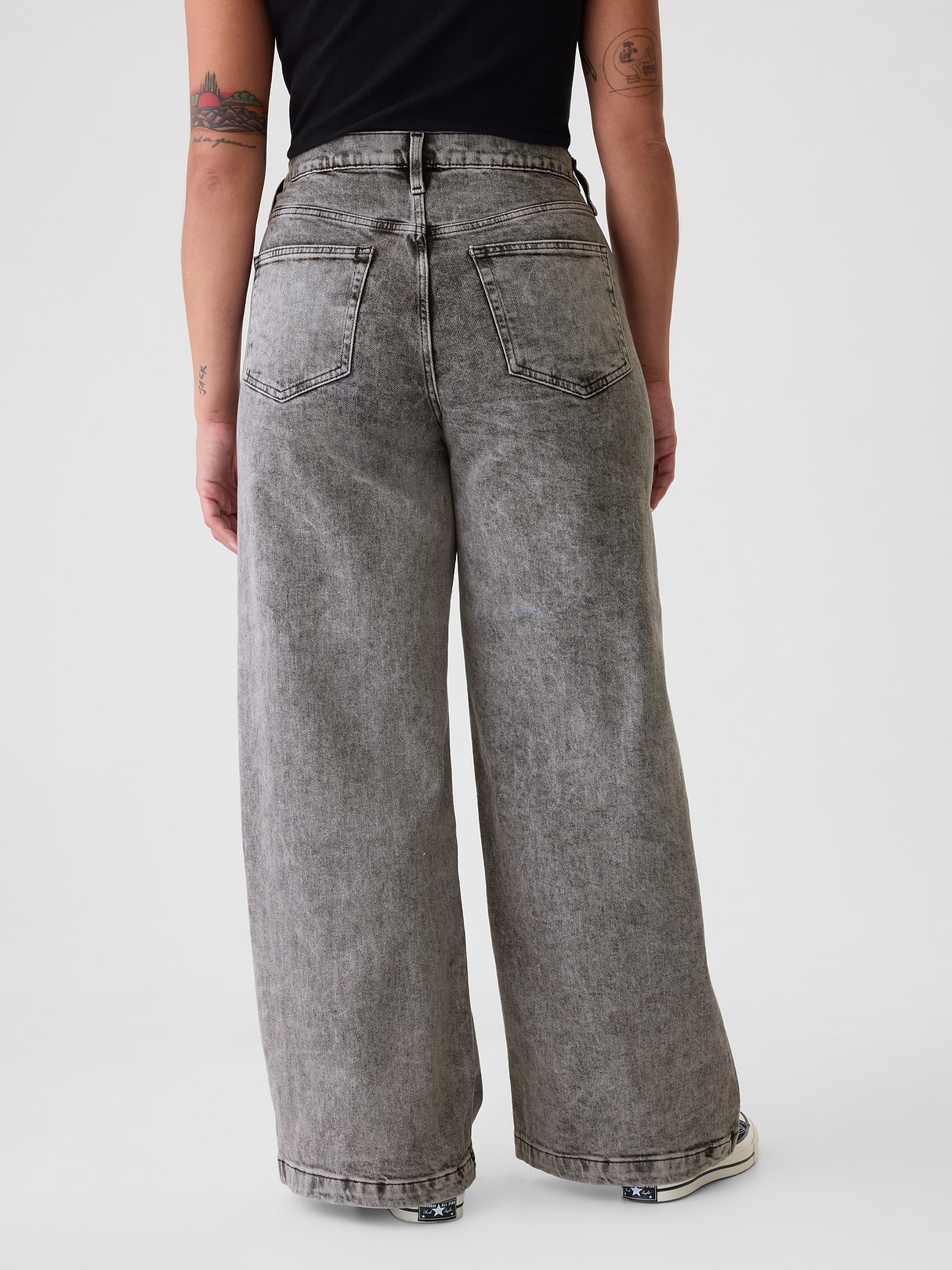 High Rise Stride Wide-Leg Jeans - Black