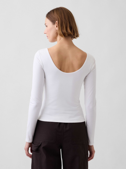 CloseKnit Jersey Scoop-Back T-Shirt - Fresh white
