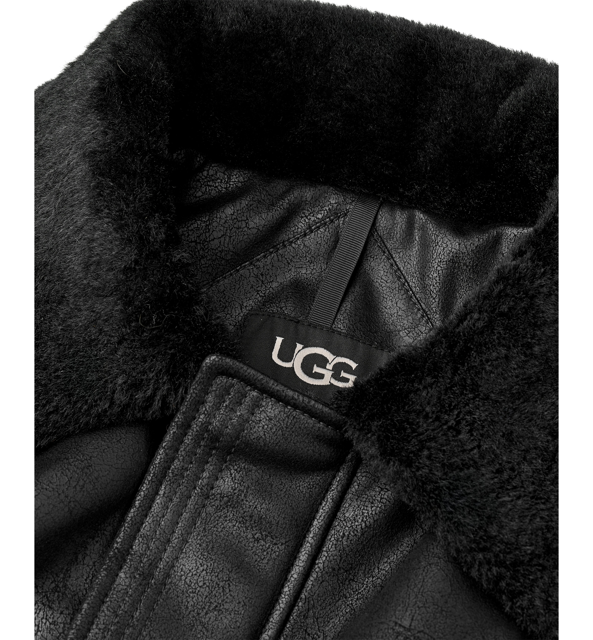 UGG® Men's Thayden Luxefluff Fleece Lined Faux Leather Jacket - Black