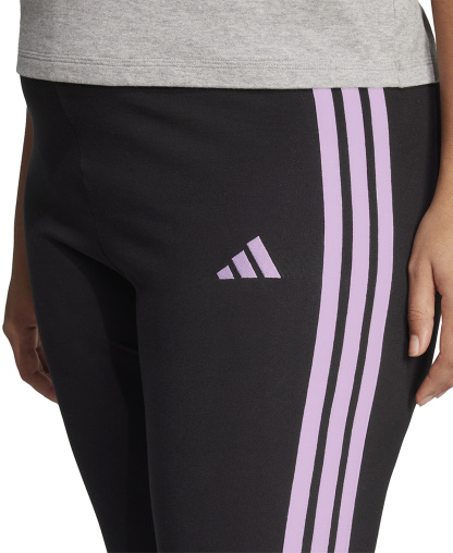 adidas Plus Size Essentials 3-Stripes Cotton Leggings - Black/Clear Pink