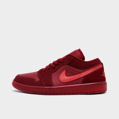 Women's Air Jordan 1 Low SE Casual Shoes - Team Red/Sierra Red - Left shoe facing left. Outside of the shoe. - view 1