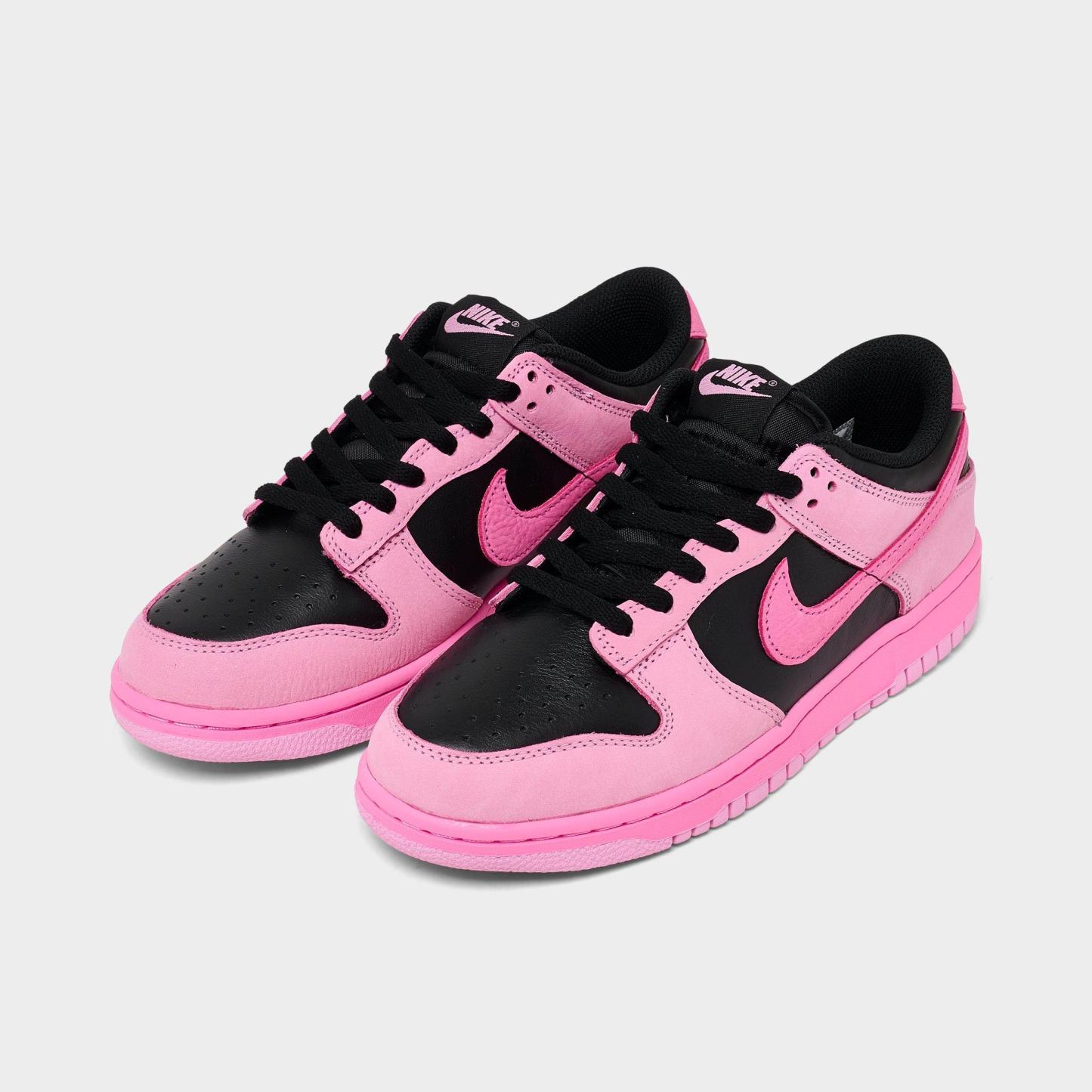 Big Kids' Nithtke Dunk Low Casual Shoes - Part 1 - Pink Rise/Playful Pink/Black - Both shoes facing left