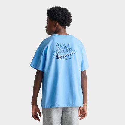 Big Kids' Nithtke Sportswear Swoosh Flame Back Hit T-Shirt - Football Blue