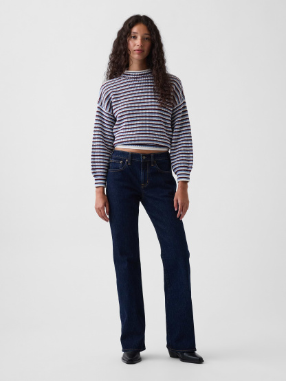 Mid Rise Relaxed Flare Jeans - Rinse wash
