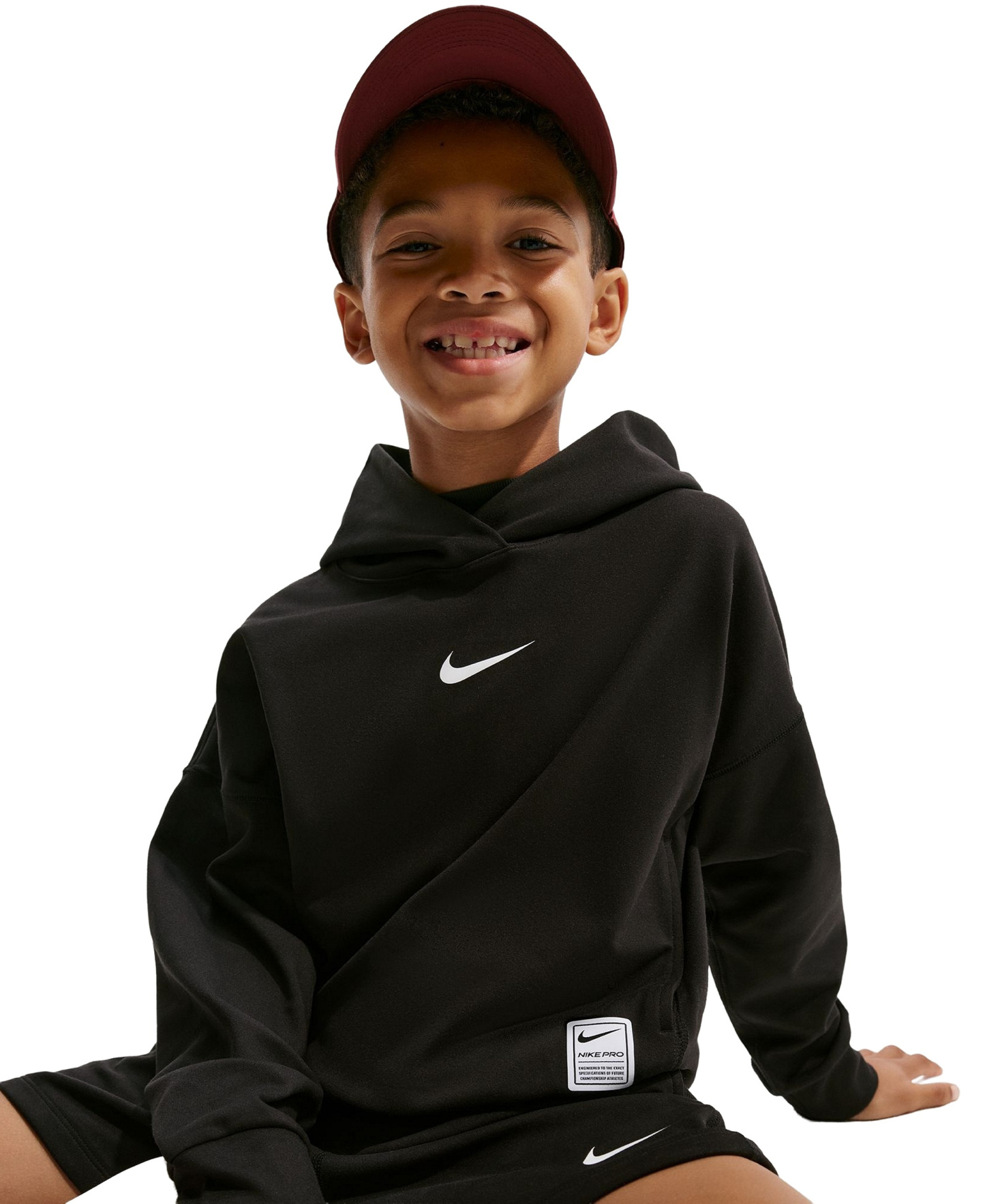 Nike Boys' 8-20 DRI-FIT Hooded Sweatshirt - Black/white