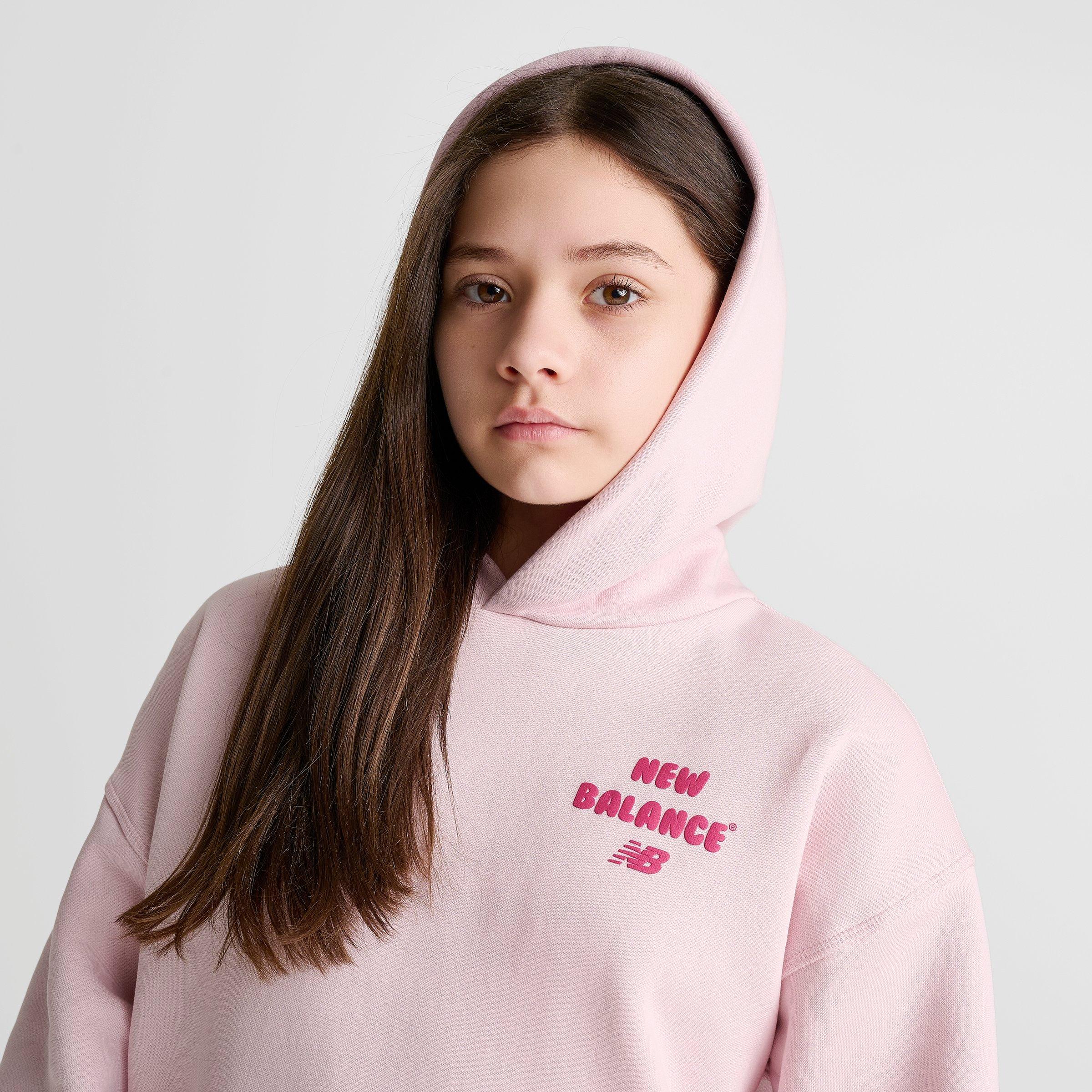 Girls' Big Kids' New Balance Heart Bubble Pullover Hoodie - Rose Sugar - view 5
