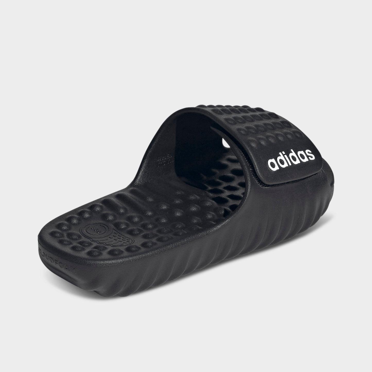 Big Kids' adidas adissage 360Rec Slide Sandals - Black/White - Back view