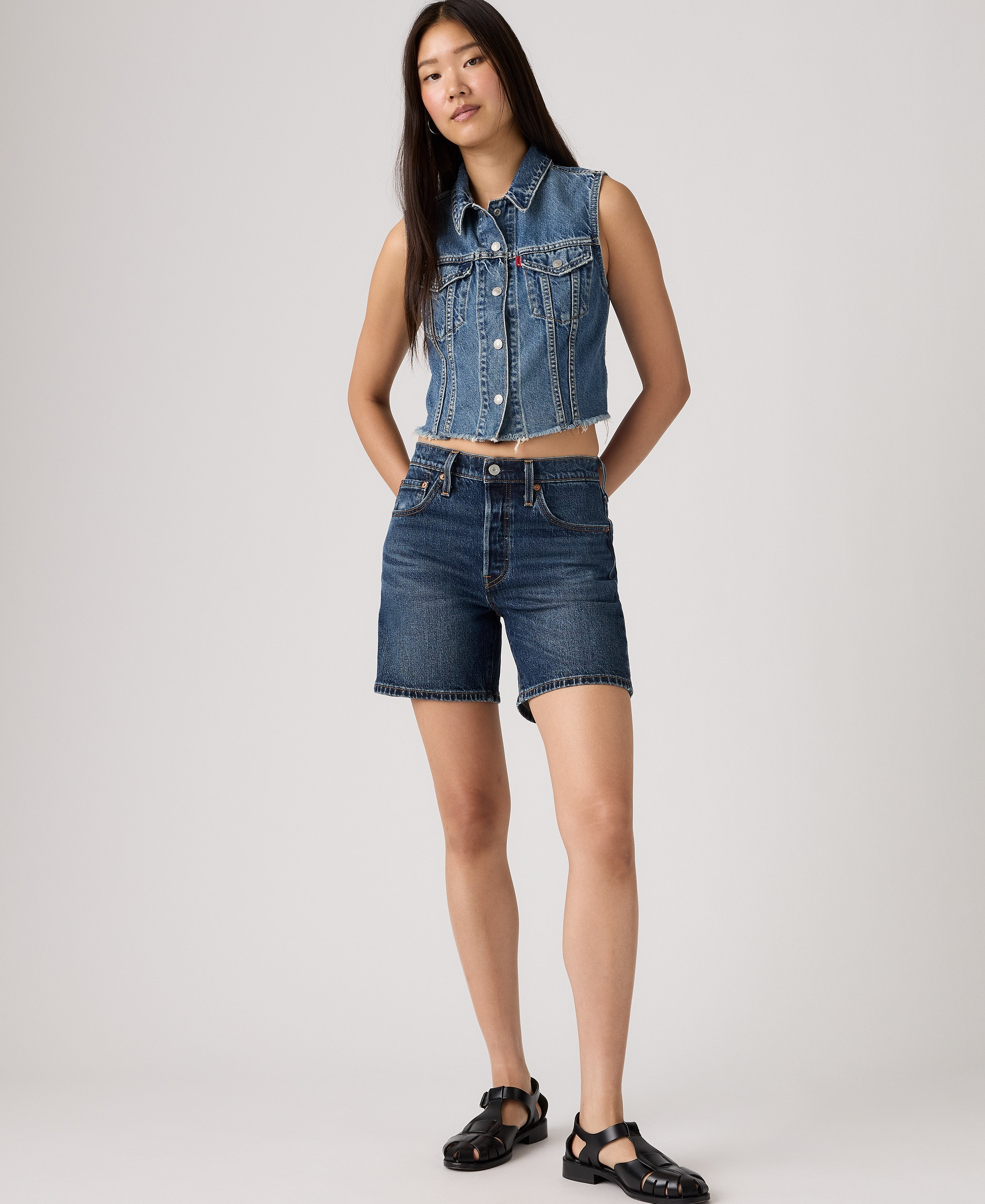 Levi's Women's 501® Mid-Thigh High-Rise Straight-Fit Denim Shorts - Believe Not Short