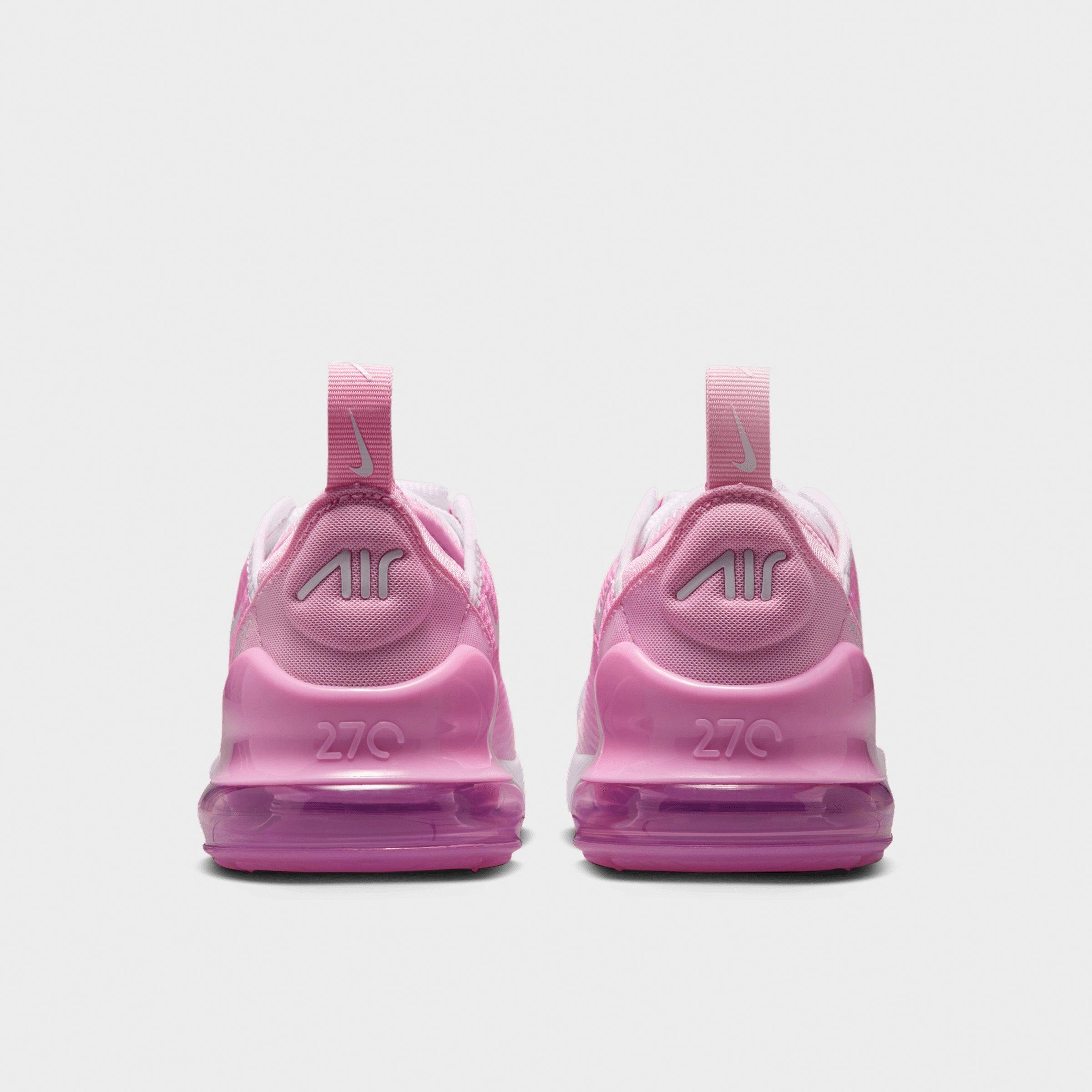 Little Kids' Nithtke Air Max 270 Casual Shoes - Pink Rise/White - Back view