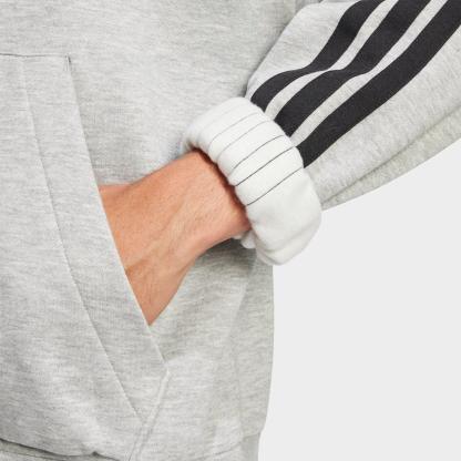 Men's adidas Essentials 3-Stripes Fleece Pullover Hoodie - Medium Grey Heather/Black