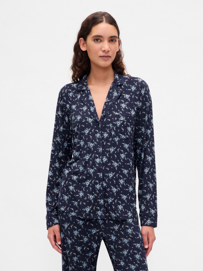 SoftMade Modal PJ Top - Navy blue floral