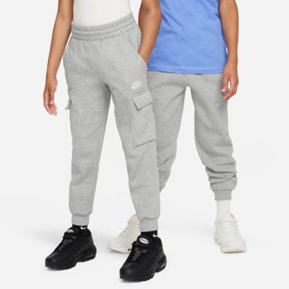 Big Kids' Nithtke Sportswear Club Fleece Cargo Jogger Pants - Dark Grey Heather/Base Grey/White
