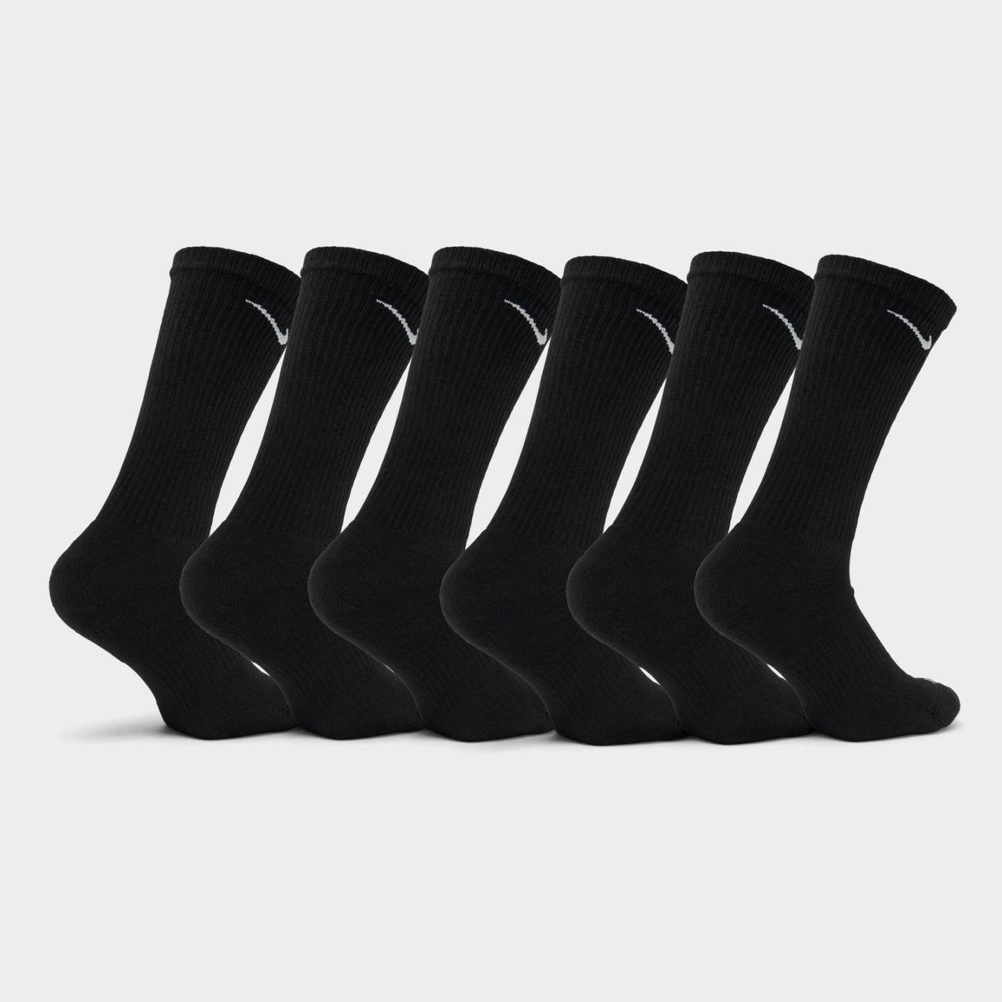 Nike Everyday Plus Cushioned Crew Training Socks (6-Pack) - Black/White