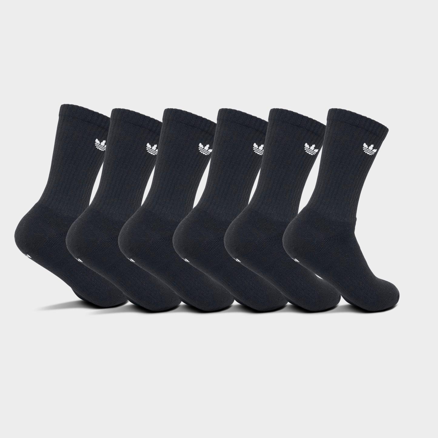 Women's adidas Originals Trefoil Cushion Crew Socks (6-Pack) - Black