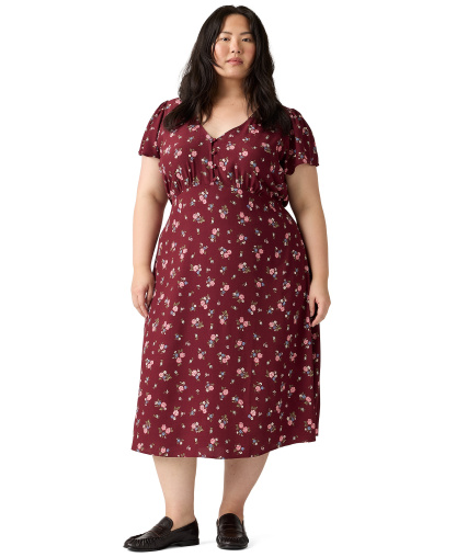 Levi's Women's Lilith V-Neck Midi Dress - Abellona Floral Cabernet