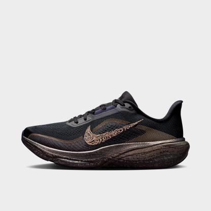 Women's Nithtke Pegasus 42 Running Shoes - Part 1 - Black/Pitch Blue/Blackened Blue/Blur - Left shoe facing left. Outside of the shoe.