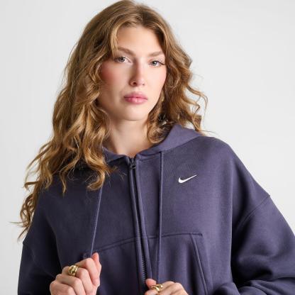 Women's Nithtke Studio Fleece Medium-Weight Oversized Cropped Full-Zip Hoodie - Gridiron/Sail