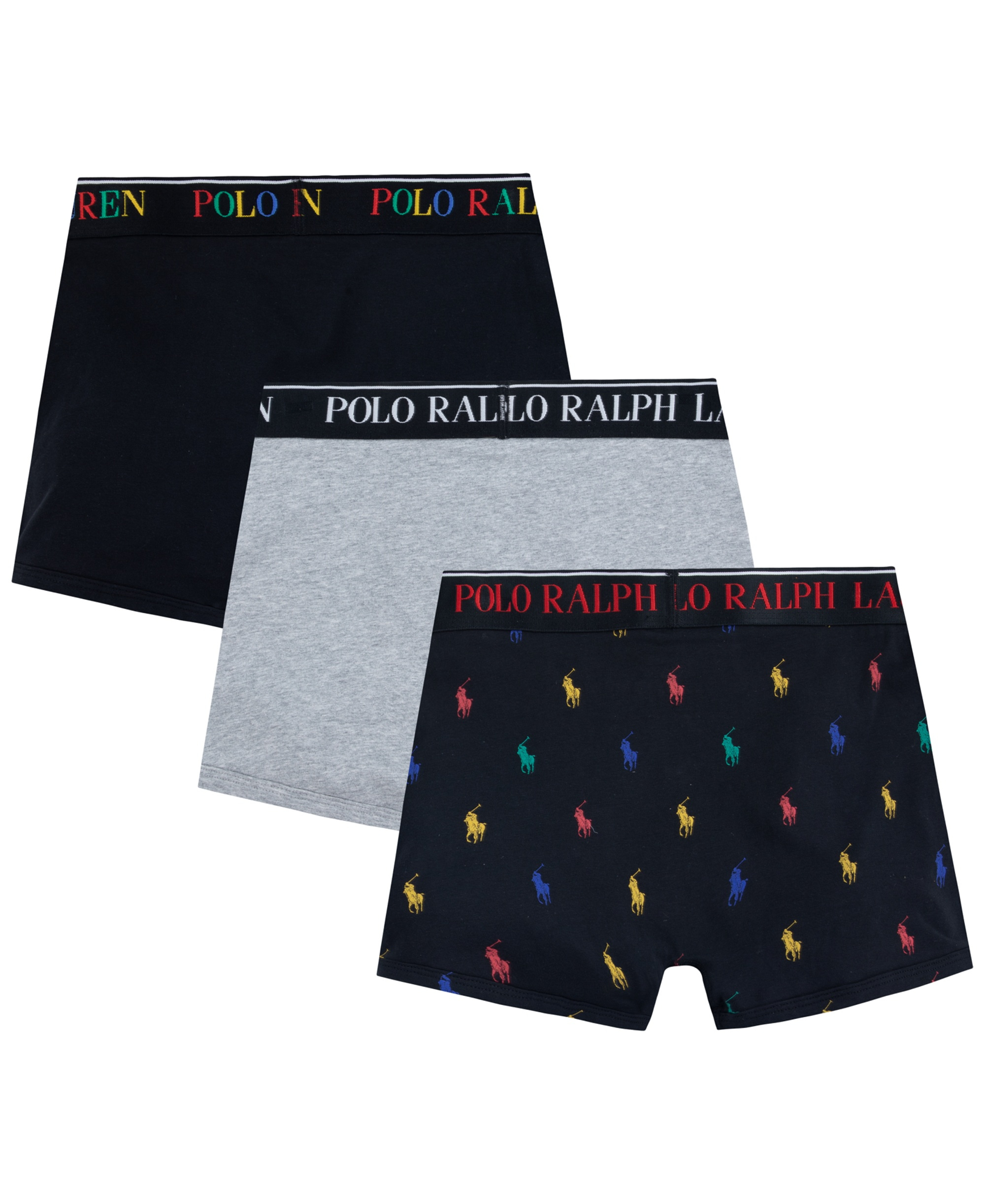 Polo Ralph Lauren Boys' 8-20 Cotton Stretch Boxer Briefs, 3-Pack - Black/Gray