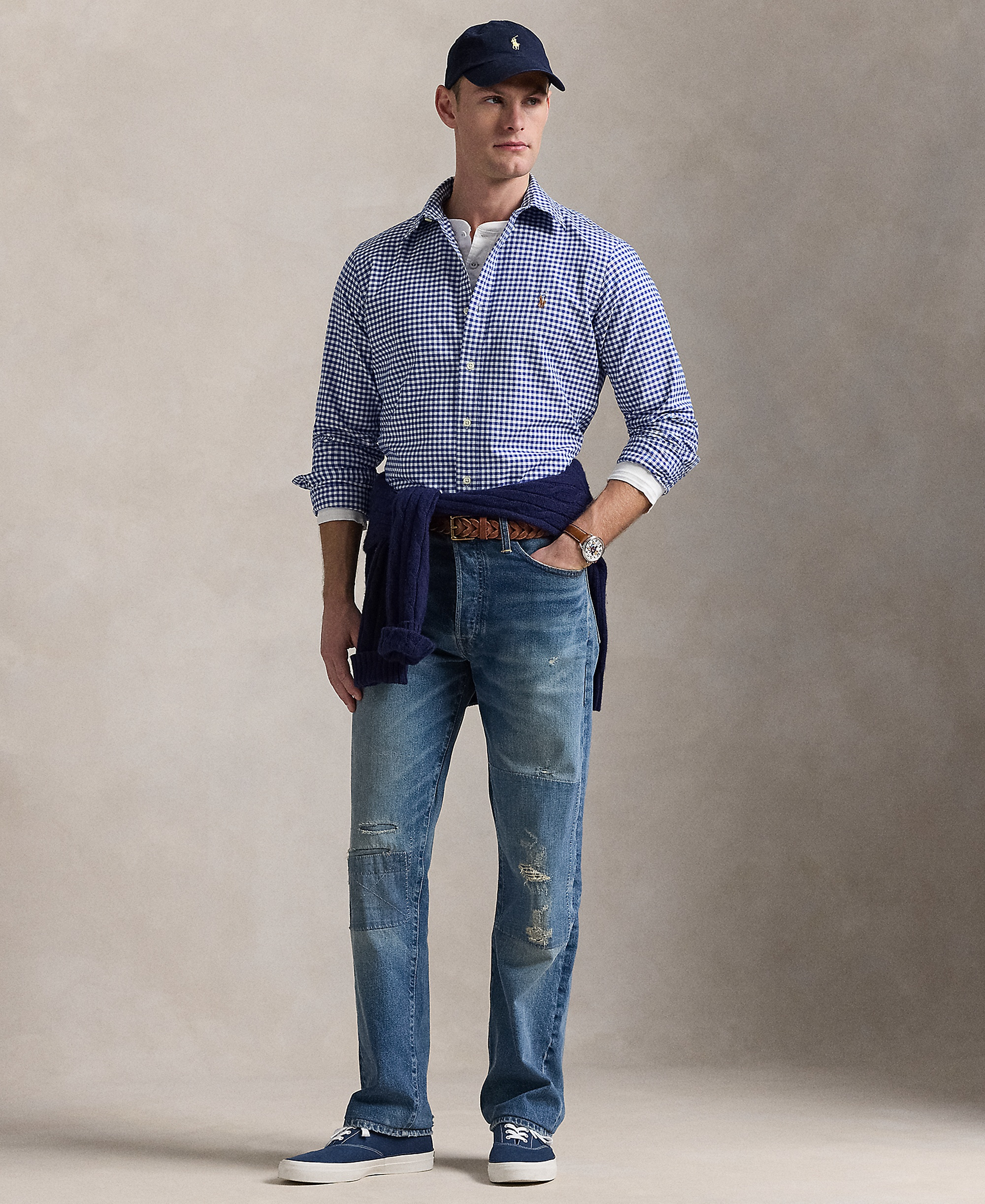 Polo Ralph Lauren Men's Custom Fit Oxford Shirt - Blue/white
