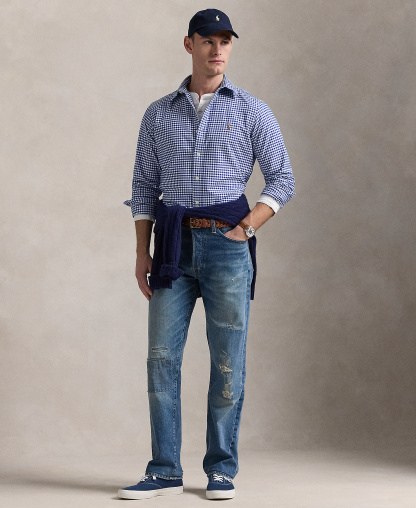 Polo Ralph Lauren Men's Custom Fit Oxford Shirt - Blue/white